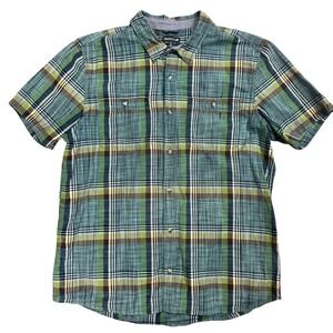 Toad&Co Green Plaid Short Sleeve Buttonup Shirt Size XL 100% Organic Cotton